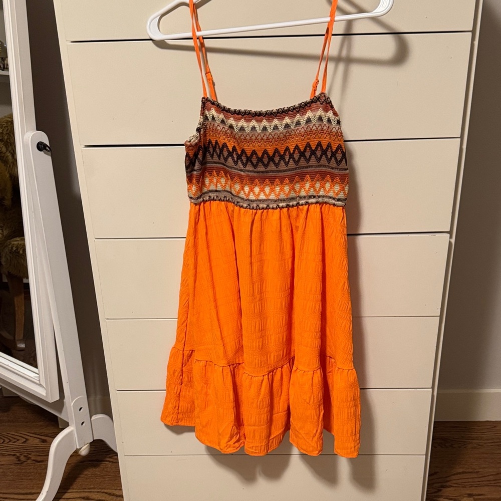 Orange Patterned Women's Dress